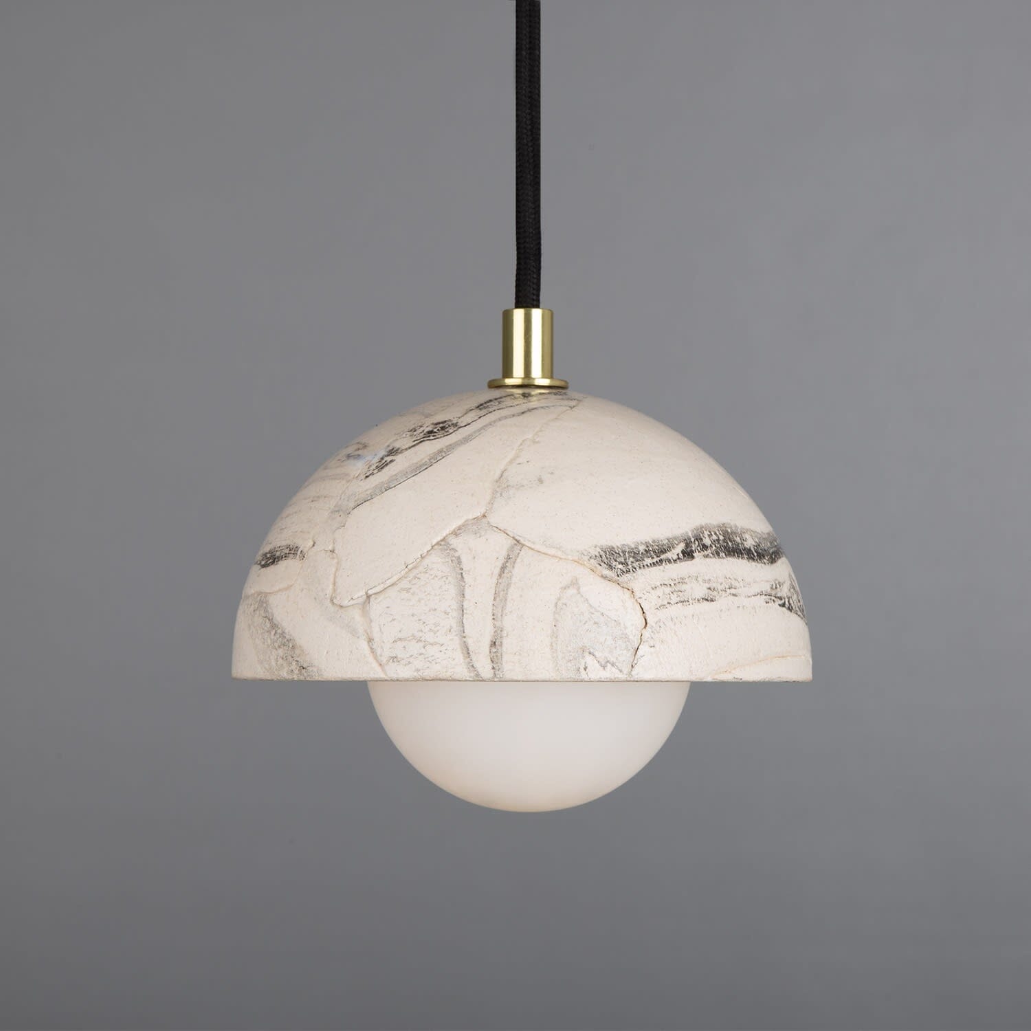 Lumera | Small Dome Pendant Light in Marbled Ceramic 14cm | Lersk