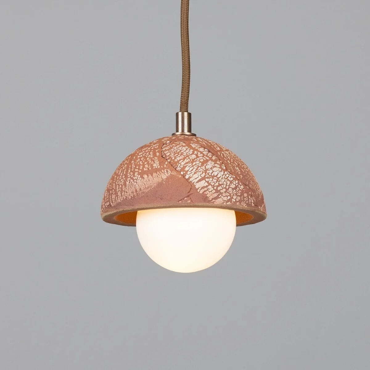 Orise | Small 14cm Ceramic Dome Pendant Light in Red Iron | Lersk