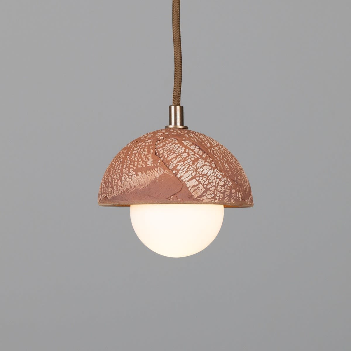 Orise | Small 14cm Ceramic Dome Pendant Light in Red Iron | Lersk