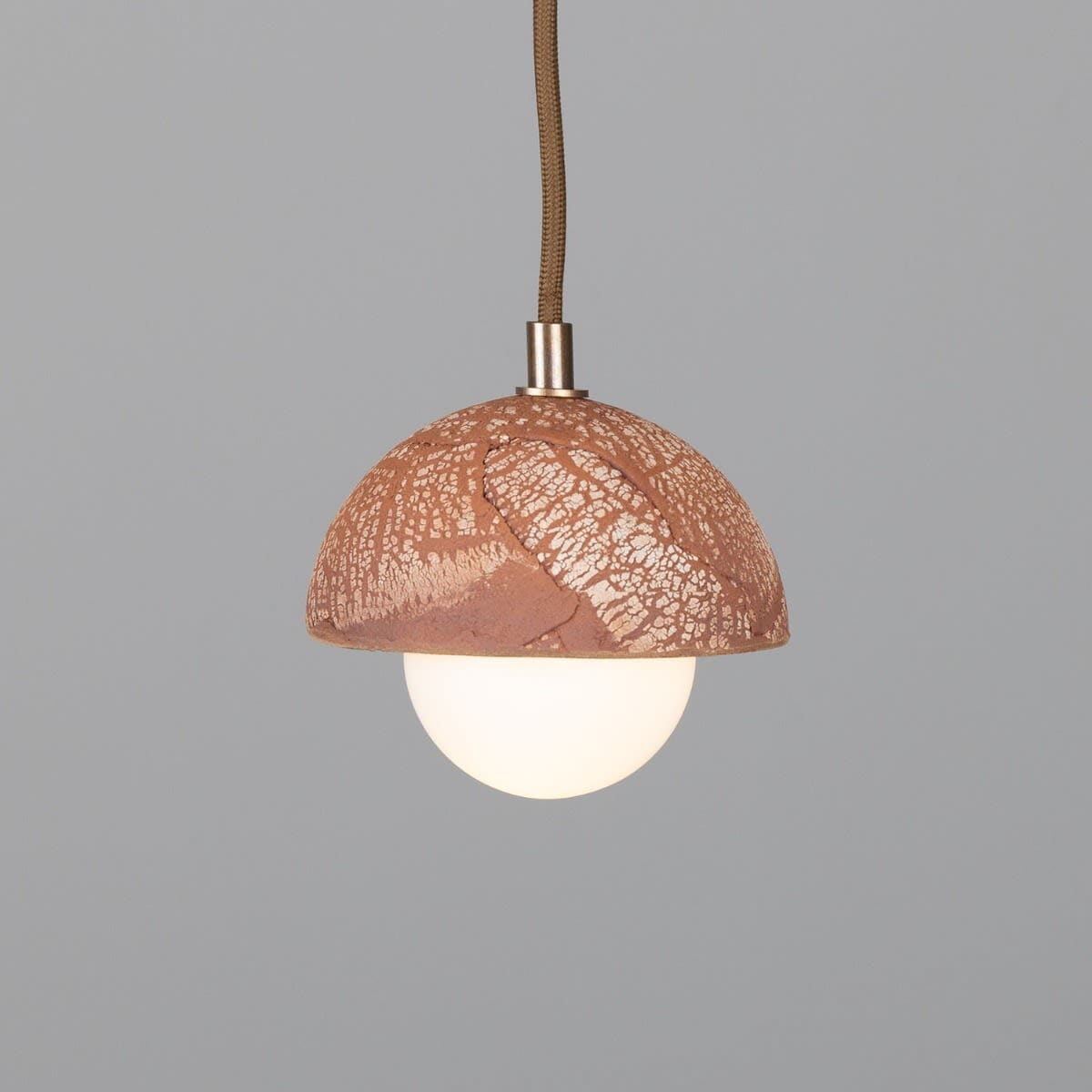 Orise | Small 14cm Ceramic Dome Pendant Light in Red Iron | Lersk
