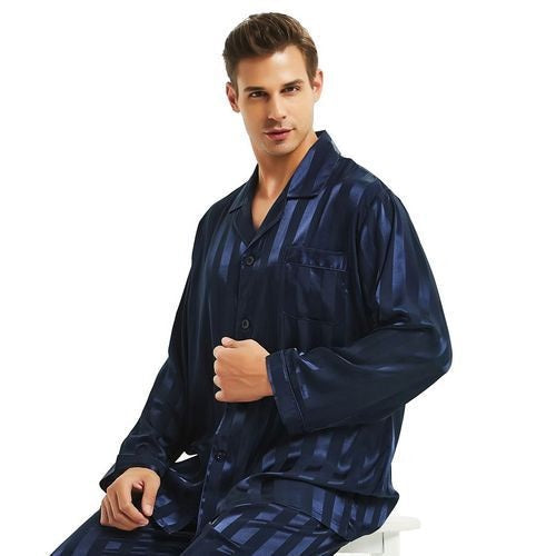 Men's Satin Pyjama Set With Soft Comfort Striped Design | Lersk