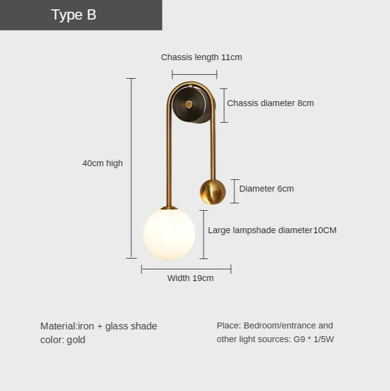 Luma glas kuglevæglampe moderne minimalistisk armatur | Lersk