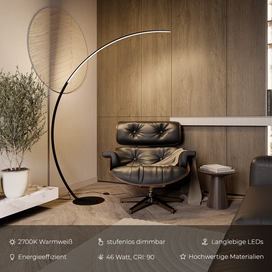 LumaArc LED Floor Lamp With Foot Switch, 2700K Dimmable | Lersk