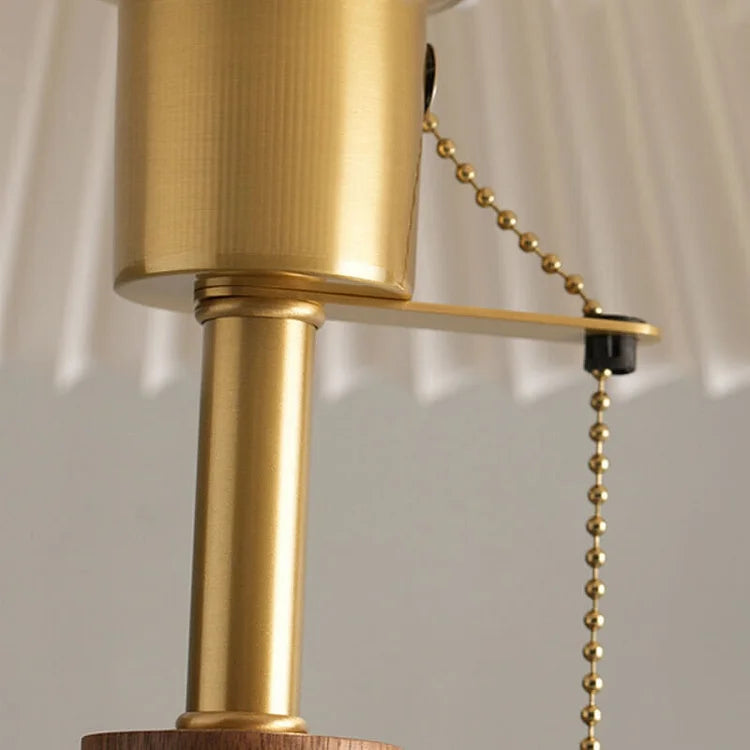 CedarGlow Retro Wood Table Lamp with Pleated Design | Lersk