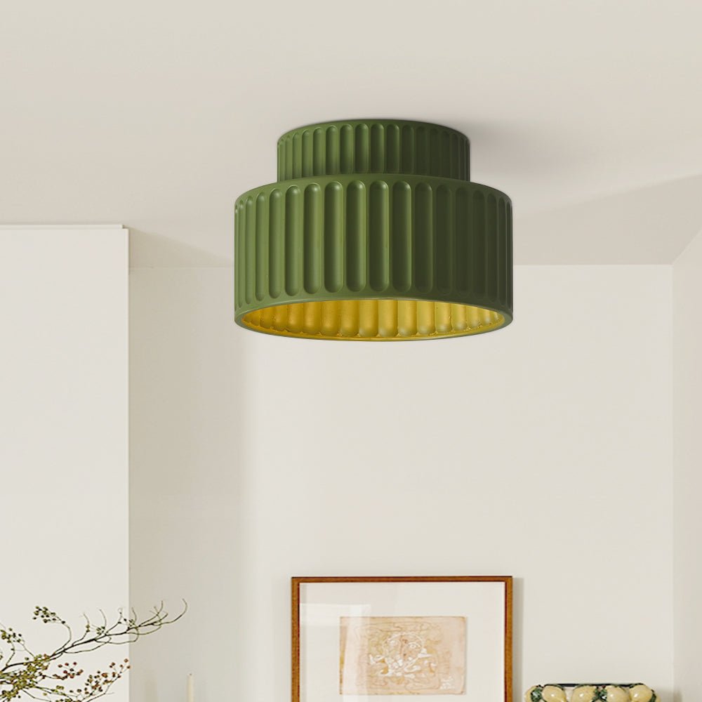 Luminara Tromme Semi Flush Loftlampe Cremefarvet Stoffront Én Lyskilde | Lersk