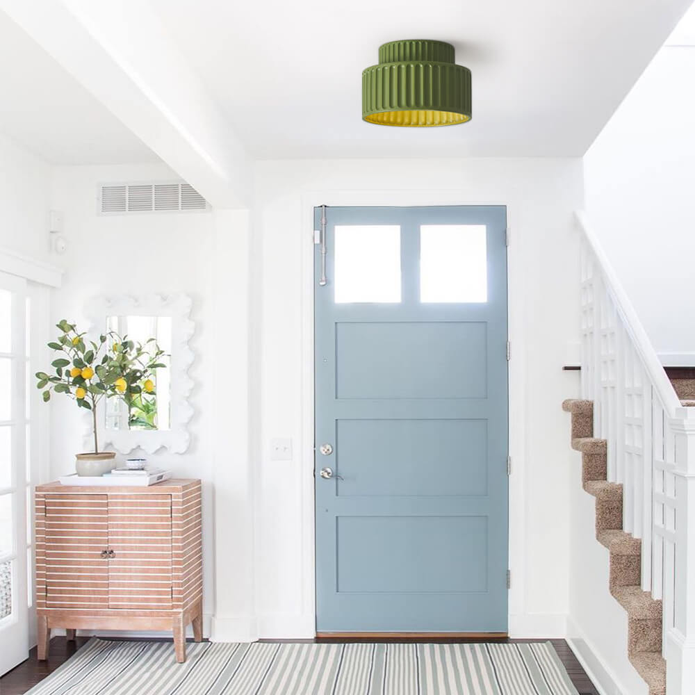 Luminara Tromme Semi Flush Loftlampe Cremefarvet Stoffront Én Lyskilde | Lersk