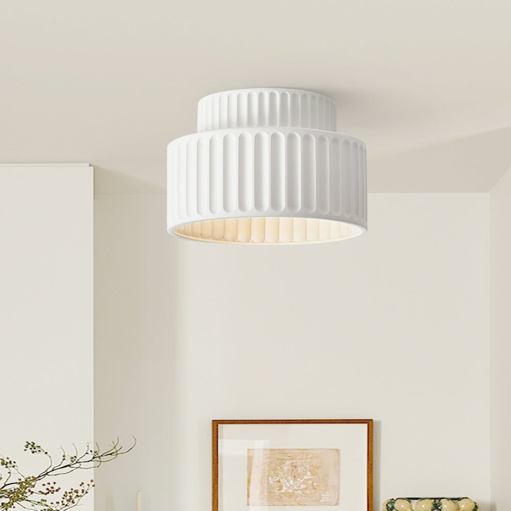 Luminara Tromme Semi Flush Loftlampe Cremefarvet Stoffront Én Lyskilde | Lersk