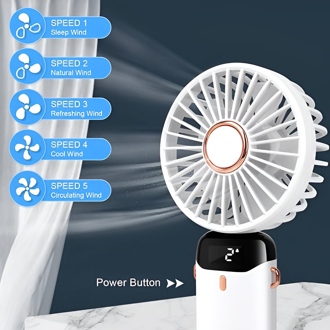 Ventilator portabil mini BreezeMate reîncărcabil pentru răcire rapidă | Lersk