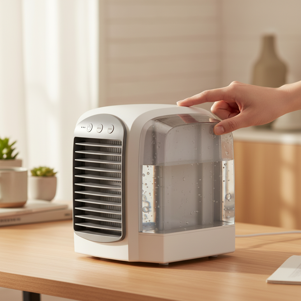 Přenosný mini ventilátor s ochlazovačem vzduchu a oscilací | Lersk