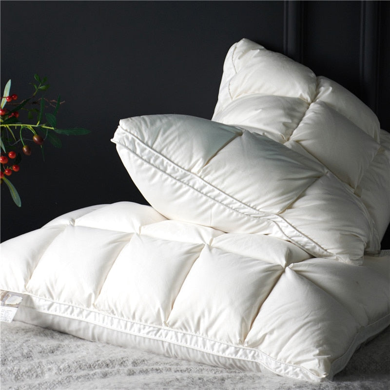 LumaNest Goose Down Pillow Set 2 Pack Natural Cotton | Lersk