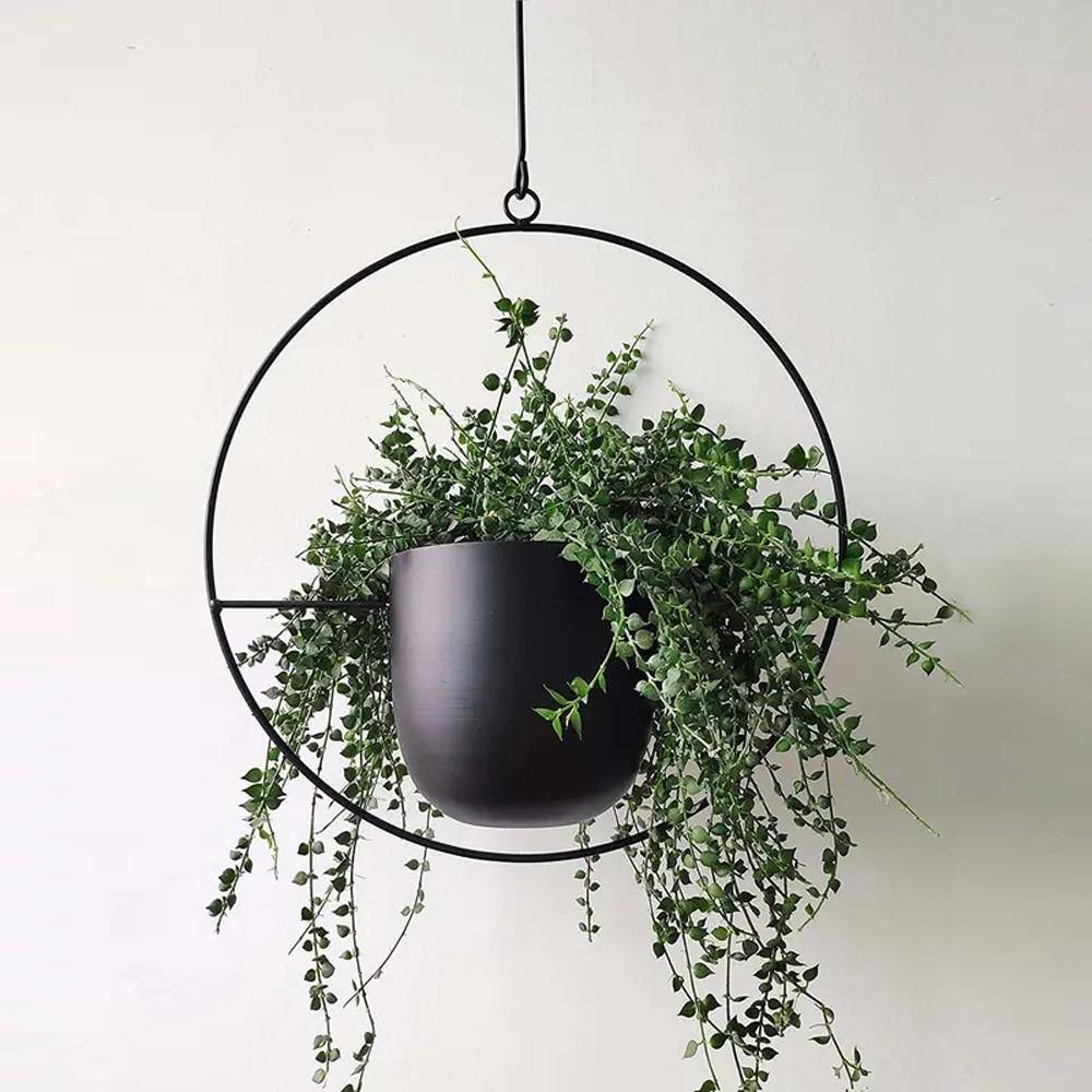 Nivara Inky Finish Metal Hanging Planter for Modern Homes | Lersk