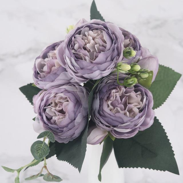 12-Inch Silk Faux Peonies, 9-Piece Artificial Flowers Set | Lersk