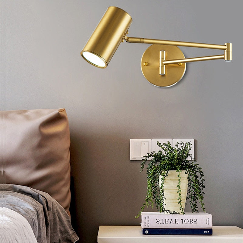 AeroLume Swivel Wall Sconce Iron With Brushed Brass Finish | Lersk