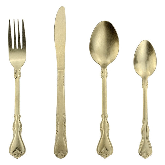 NovaLia Vintage Matt 4-teiliges Besteckset für den Esstisch | Lersk