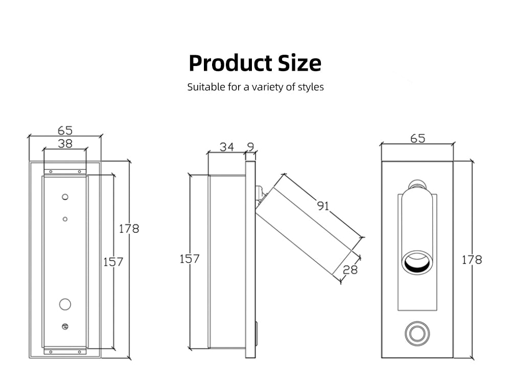 Koa | Recessed Push Switch LED Wall Lamp with Reading Light | Lersk