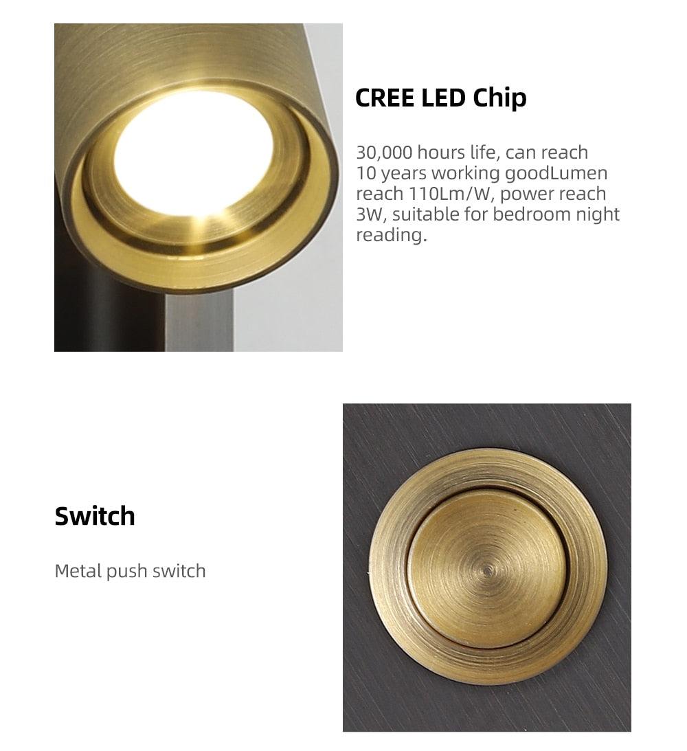 Koa | Recessed Push Switch LED Wall Lamp with Reading Light | Lersk