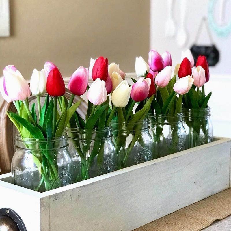 Set bouquet di fiori artificiali 10 pezzi tulipani finti | Lersk