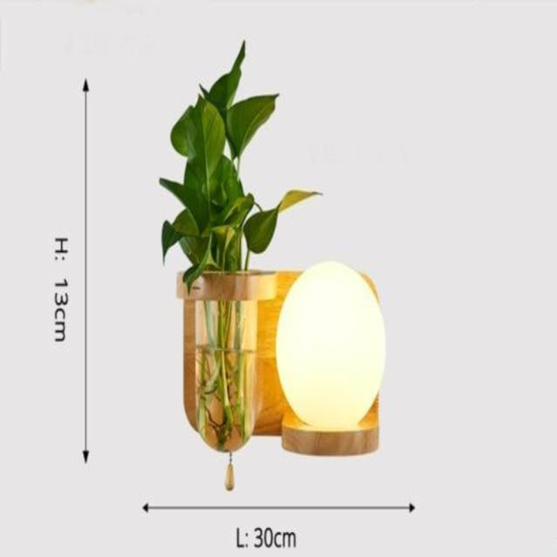 Contemporary Wall Light With Wooden Planter | Lersk