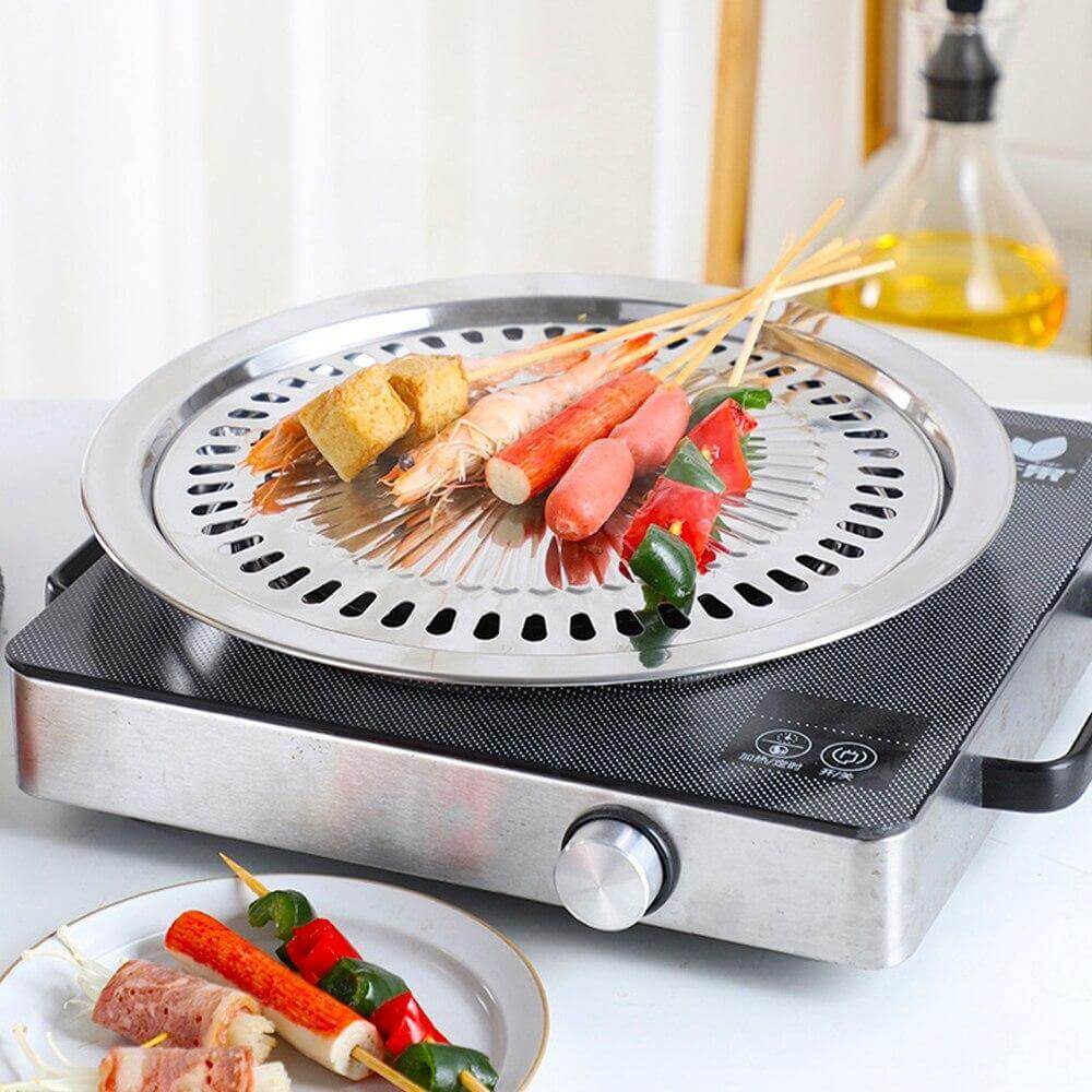 Korejská přenosná nepřilnavá grilovací pánev na BBQ pro snadné venkovní grilování a vaření v kempu | Lersk
