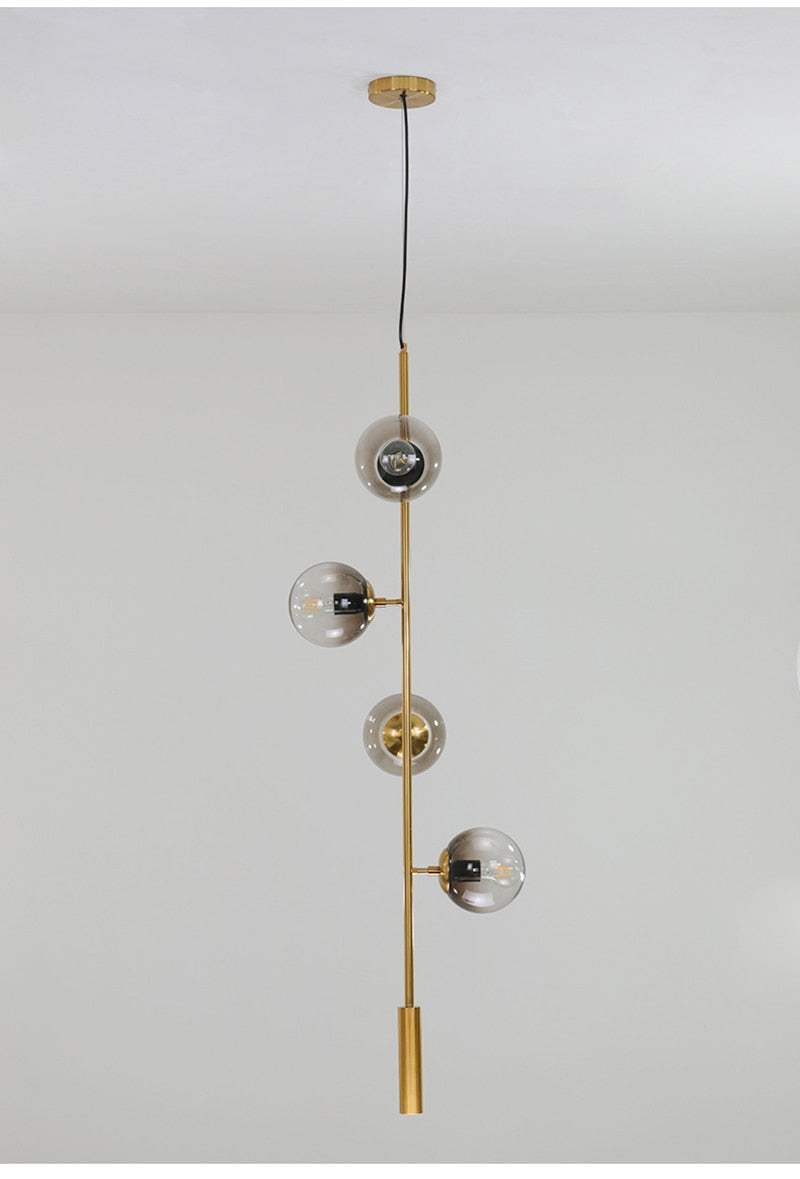 Solara Six-Sphere Amber Glass Pendant Light with Gold Rods | Lersk