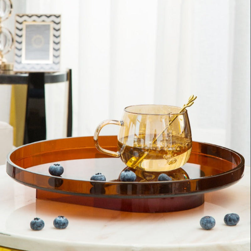 Retro Amber Acrylic Organizer Trays, Round and Rectangular | Lersk