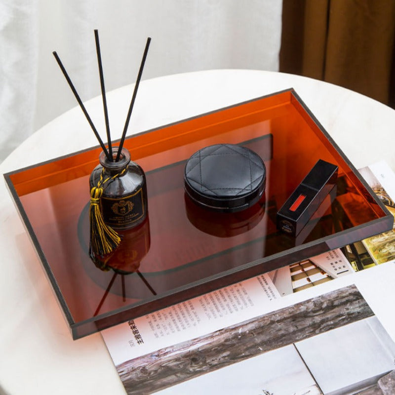Retro Amber Acrylic Organizer Trays, Round and Rectangular | Lersk