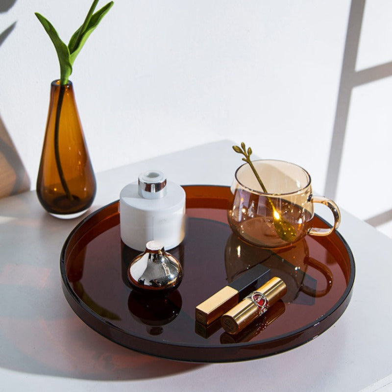 Retro Amber Acrylic Organizer Trays, Round and Rectangular | Lersk
