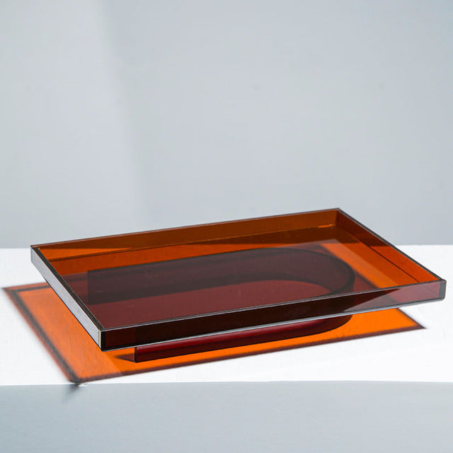 Retro Amber Acrylic Organizer Trays, Round and Rectangular | Lersk