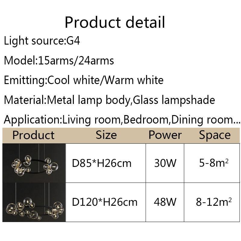 NoirLuxe | Splendido lampadario con lampadine in vetro nero | Lersk