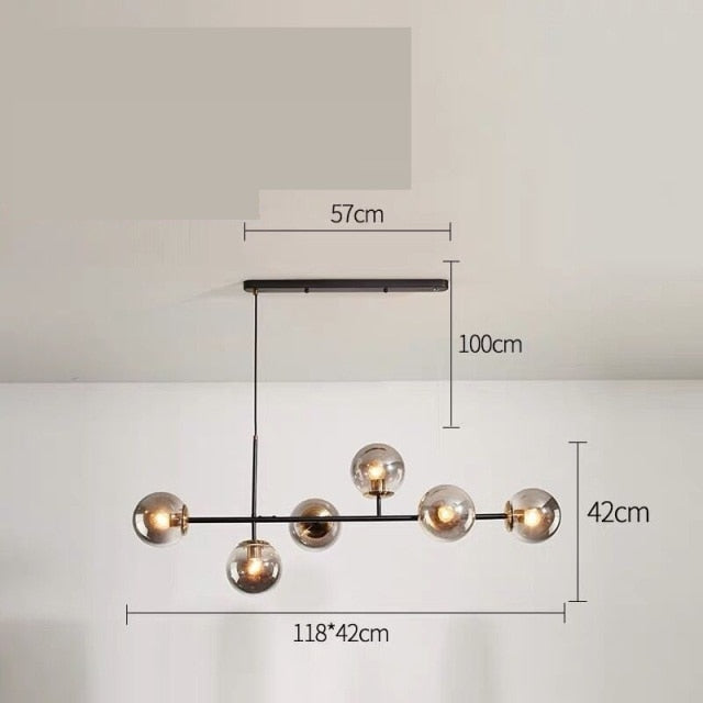 Solara Six-Sphere Amber Glass Pendant Light with Gold Rods | Lersk