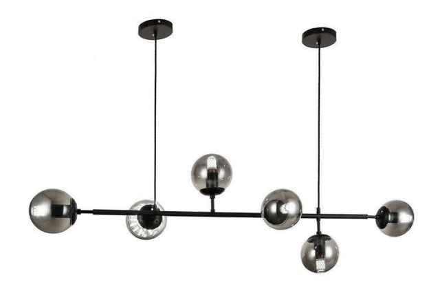 Solara Six-Sphere Amber Glass Pendant Light with Gold Rods | Lersk