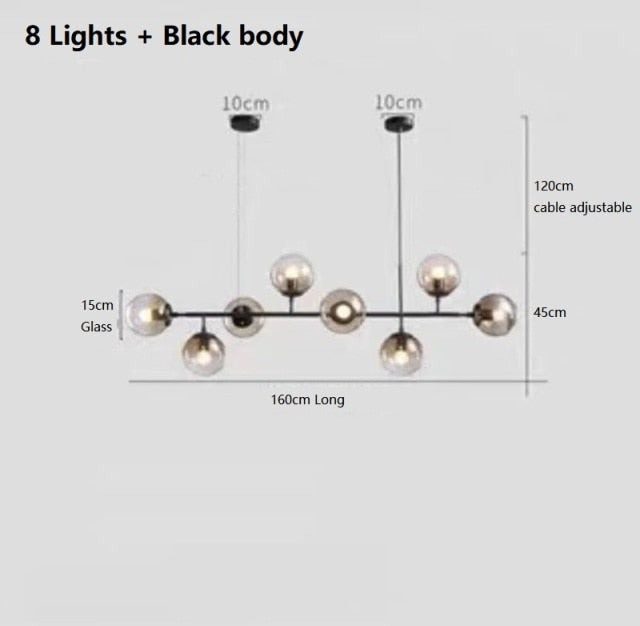 Solara Six-Sphere Amber Glass Pendant Light with Gold Rods | Lersk