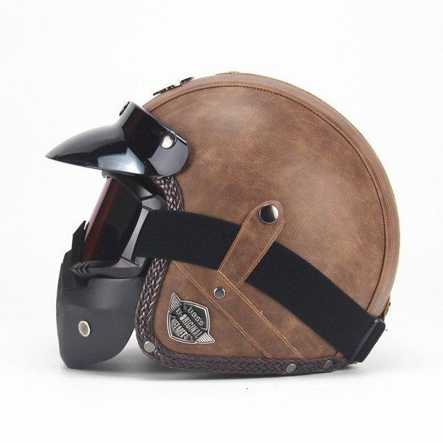Retro Vintage Open Face Motorcycle Helmet With Goggle Mask For Classic Riders And Retro Enthusiasts | Lersk