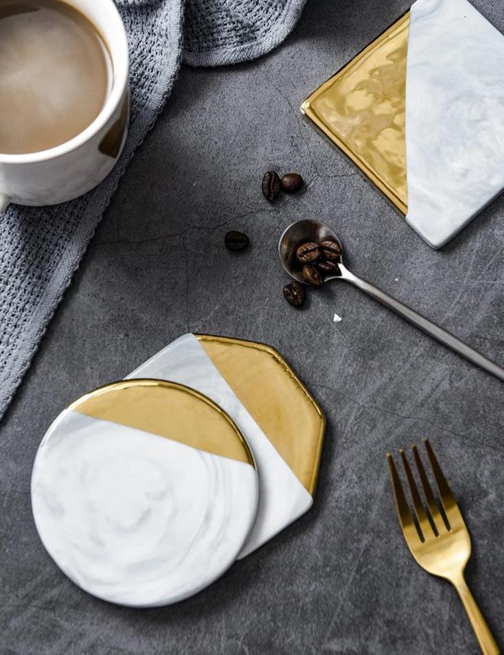 Sottobicchiere in ceramica effetto marmo FjordStone design ispirato al Nord | Lersk
