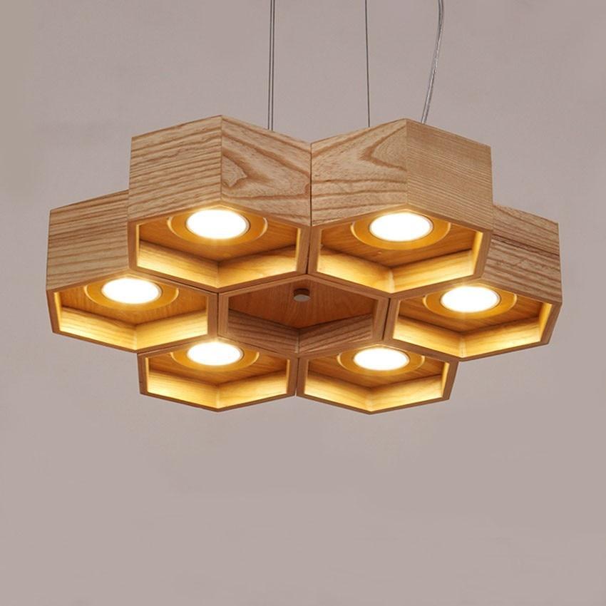 LumiHex Honeycomb Pendant Light In Bamboo And Wood | Lersk