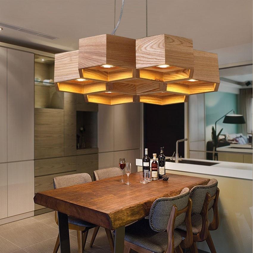 LumiHex Honeycomb Pendant Light In Bamboo And Wood | Lersk