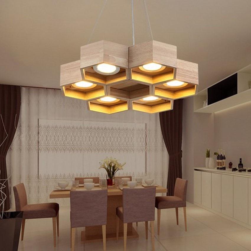 LumiHex Honeycomb Pendant Light In Bamboo And Wood | Lersk