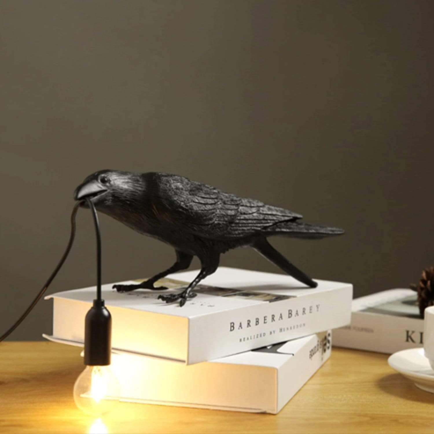 Rookhaven Whimsical Raven Bird Table Lamp for Living Room | Lersk
