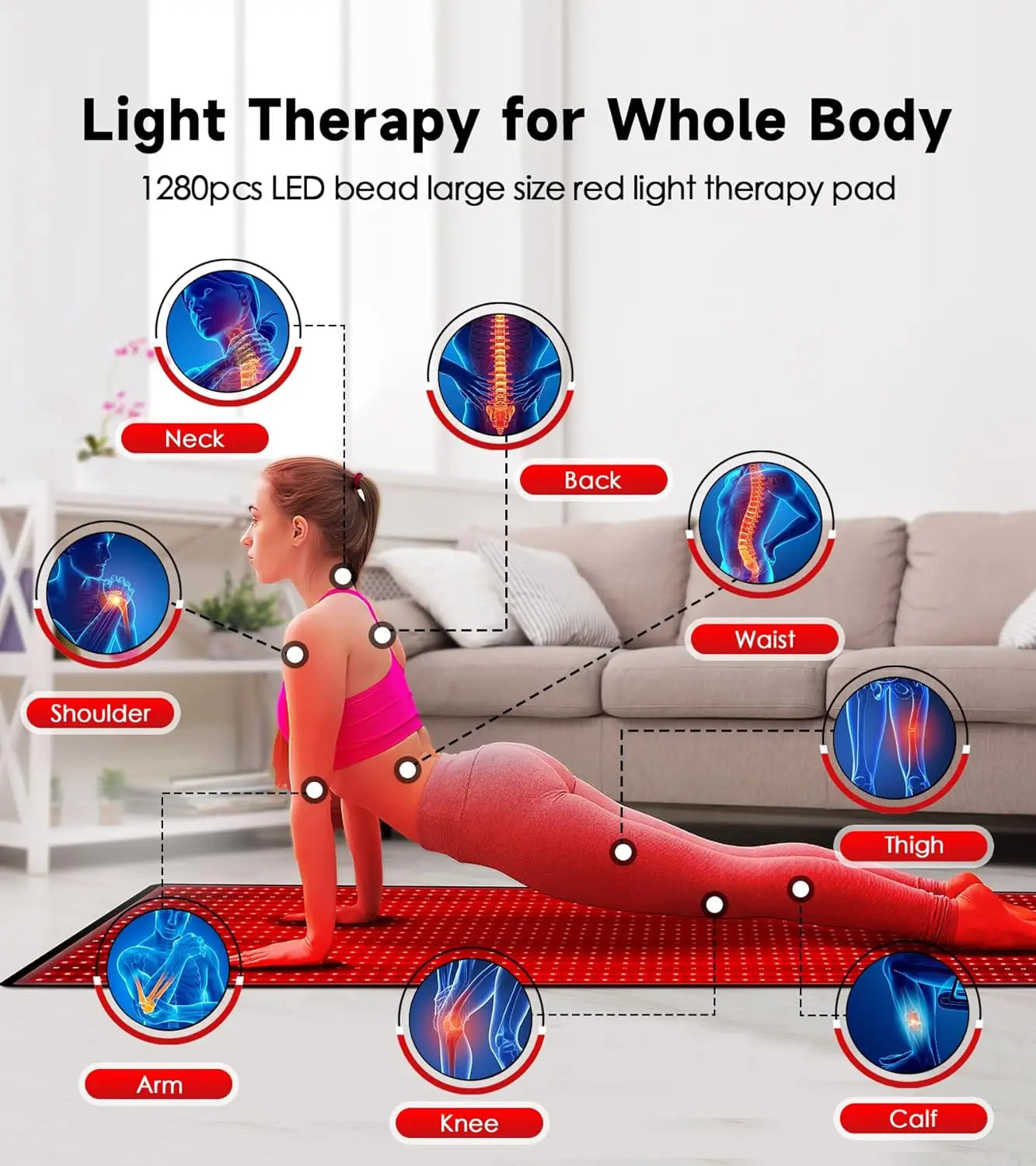 Mata do terapii światłem czerwonym z pełnym pokryciem ciała 1280 diod LED 660nm 850nm do domowego wellness | Lersk
