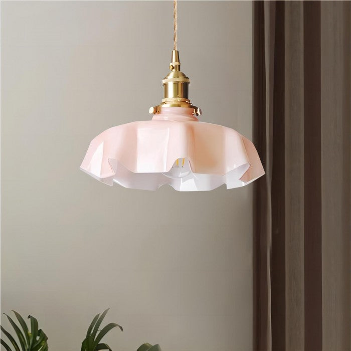 Elora Cream Floral Glass Pendant Light For Living & Dining | Lersk