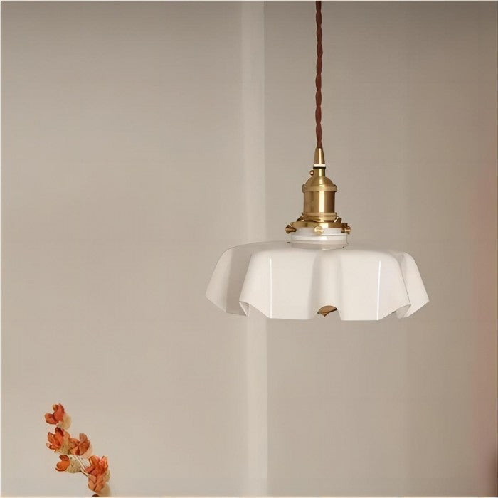 Elora Cream Floral Glass Pendant Light For Living & Dining | Lersk