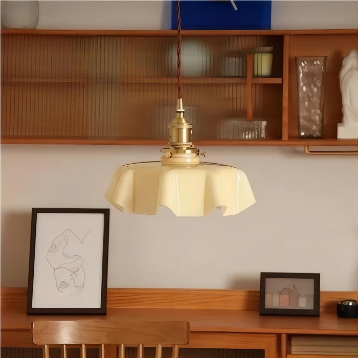 Elora Cream Floral Glass Pendant Light For Living & Dining | Lersk