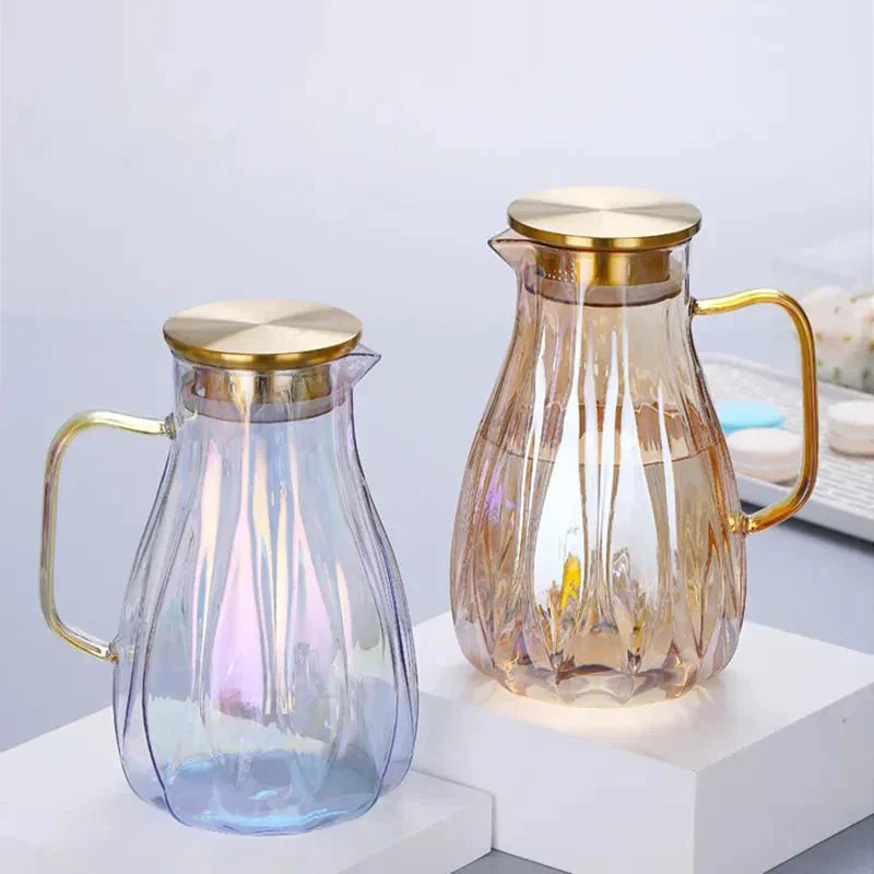 Set Caraffa in Vetro Vintage Nova con Coperchio e Bicchieri in Acciaio Inox | Lersk