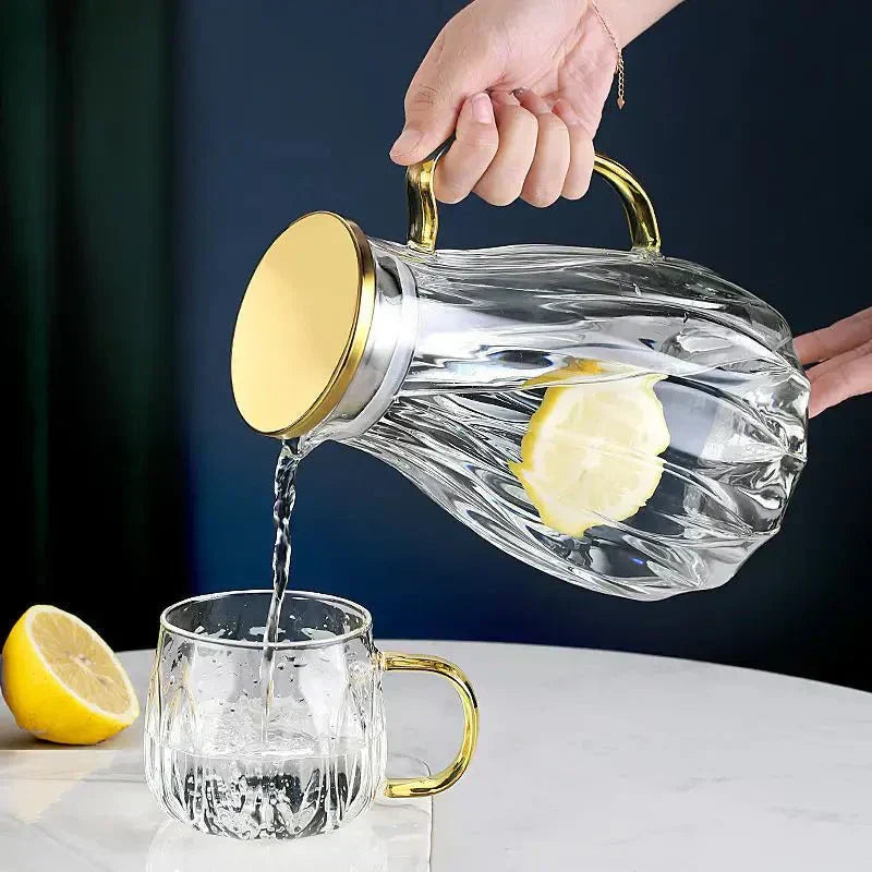 Set Caraffa in Vetro Vintage Nova con Coperchio e Bicchieri in Acciaio Inox | Lersk
