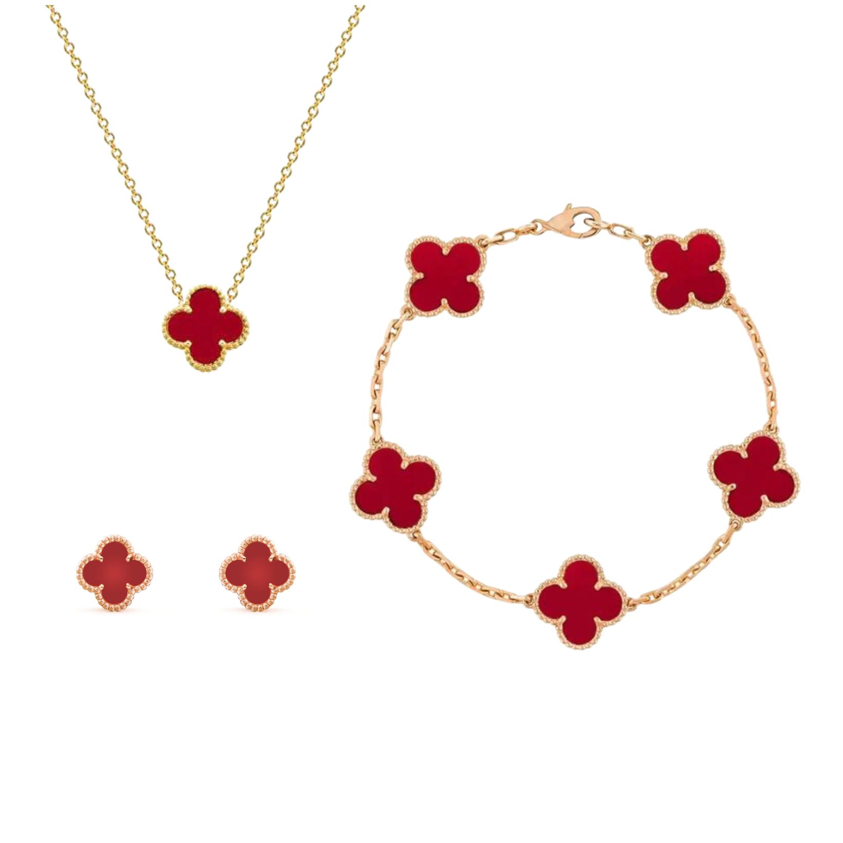 Sada Aurelle Clover Amber náhrdelník, náramek, náušnice | Lersk