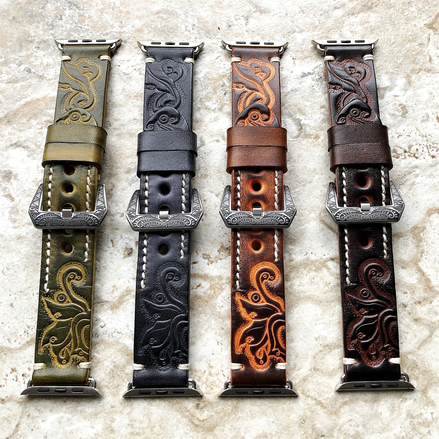 Sera Hand-Engraved Embossed Leather Band for Apple Watch | Lersk