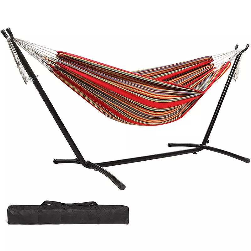 Two Person Hammock With Stand Premium Canvas For Couples Outdoor Relaxation | Lersk