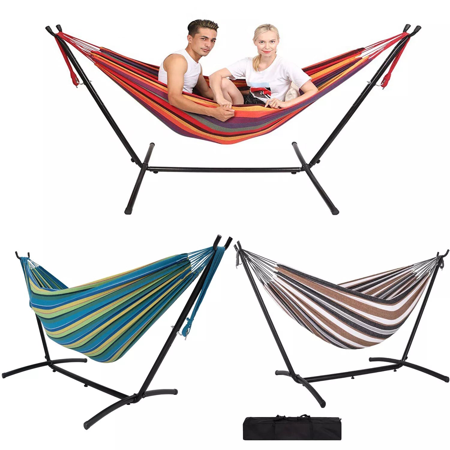 Two Person Hammock With Stand Premium Canvas For Couples Outdoor Relaxation | Lersk