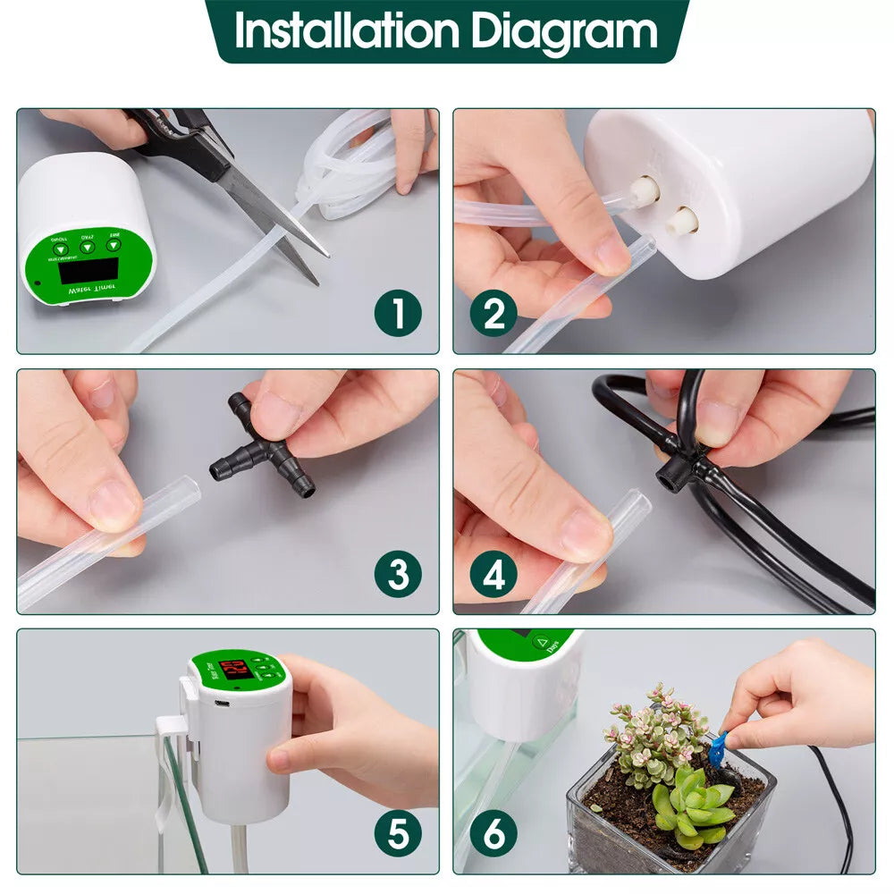 Sistema automático de riego para plantas de interior con bomba, temporizador y riego inteligente para uso doméstico | Lersk