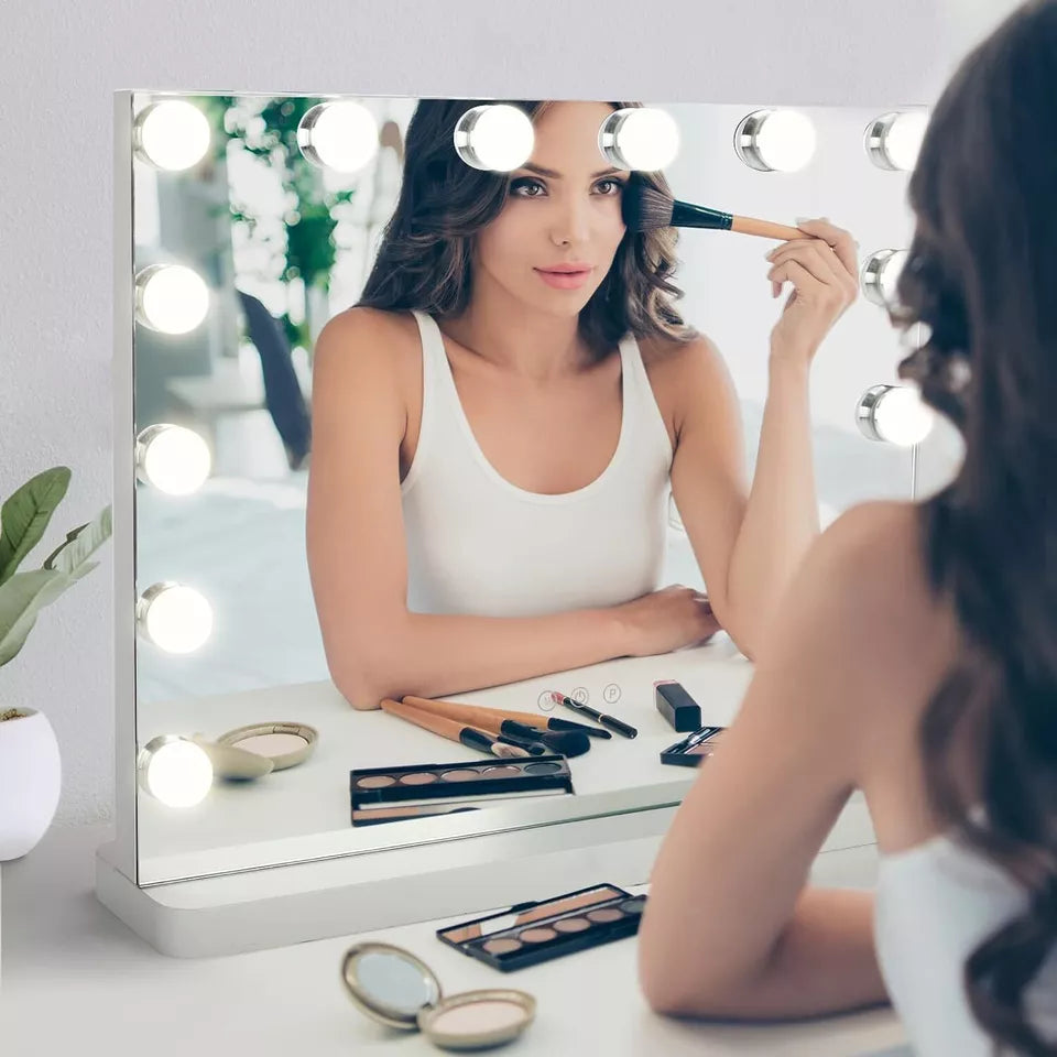AuraGlow Sminkespejl med justerbar LED-belysning | Lersk